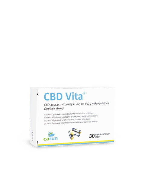 CBD capsules with vitamins C, B2, B6 and D in micro pellets
