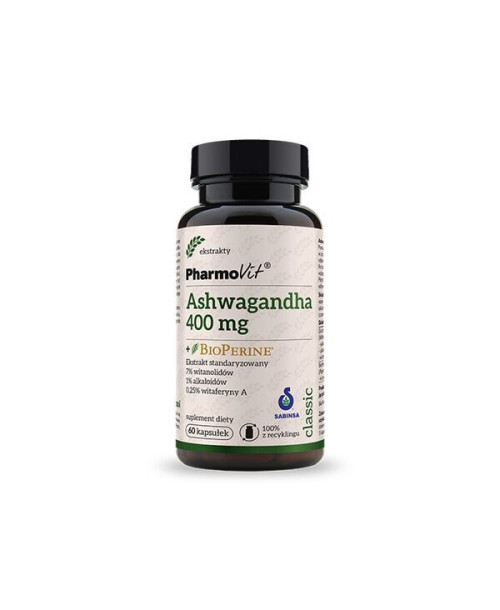 Ashwagandha 400 mg + BioPerine - 60 kaps