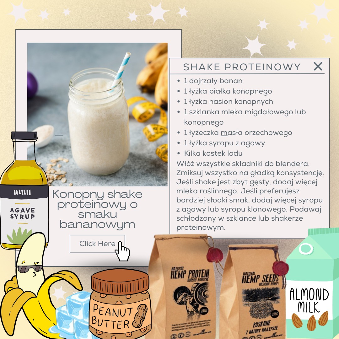 shake proteinowy z białkiem konopnym